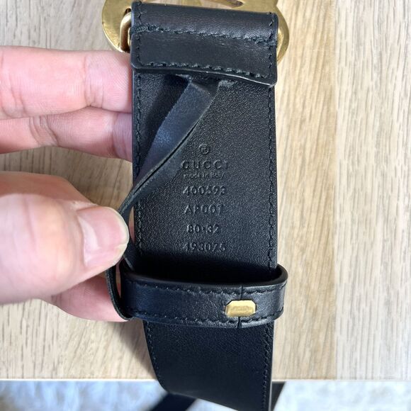 Authentic Gucci Marmont Belt Size 80/32 Black Leather Gold - Picture 5 of 7